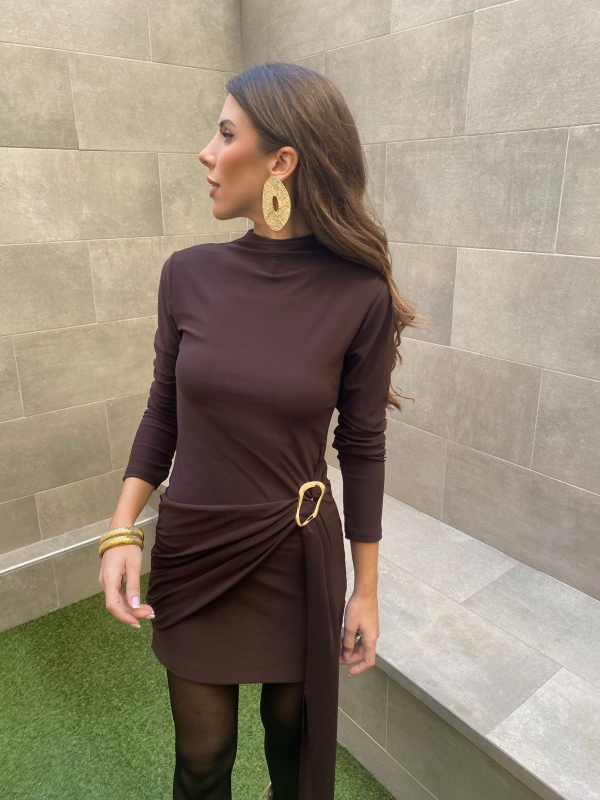 Vestido Melody Mangas Marrón