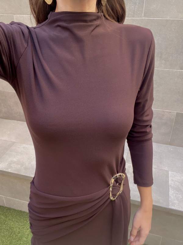 Vestido Melody Mangas Marrón