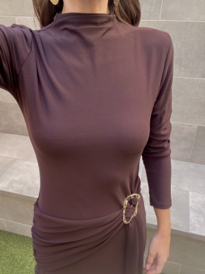 Vestido Melody Mangas Marrón