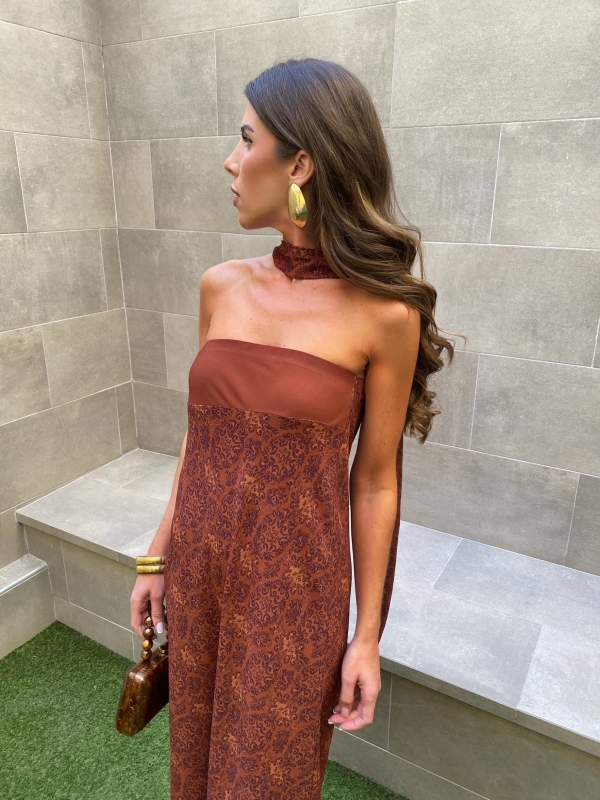 Vestido laranja polinésio