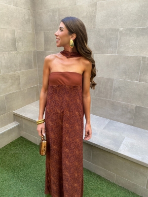 Vestido laranja polinésio