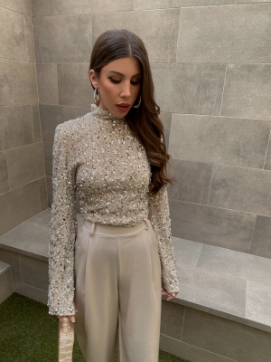 Pantaloni basic crema