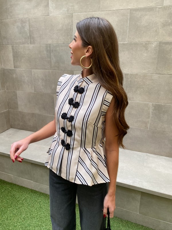 Chaleco Samurai Crema/Negro