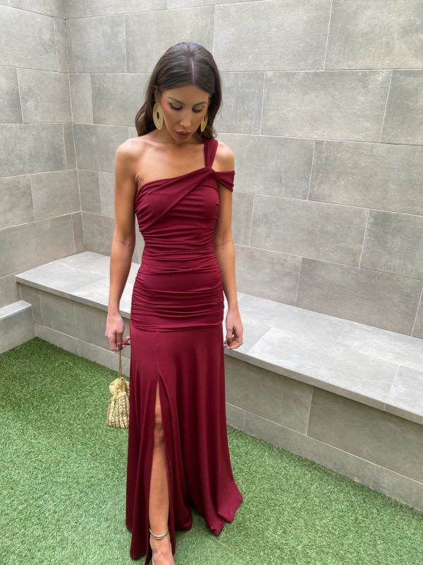 Vestido Rubiño Liso Burdeos