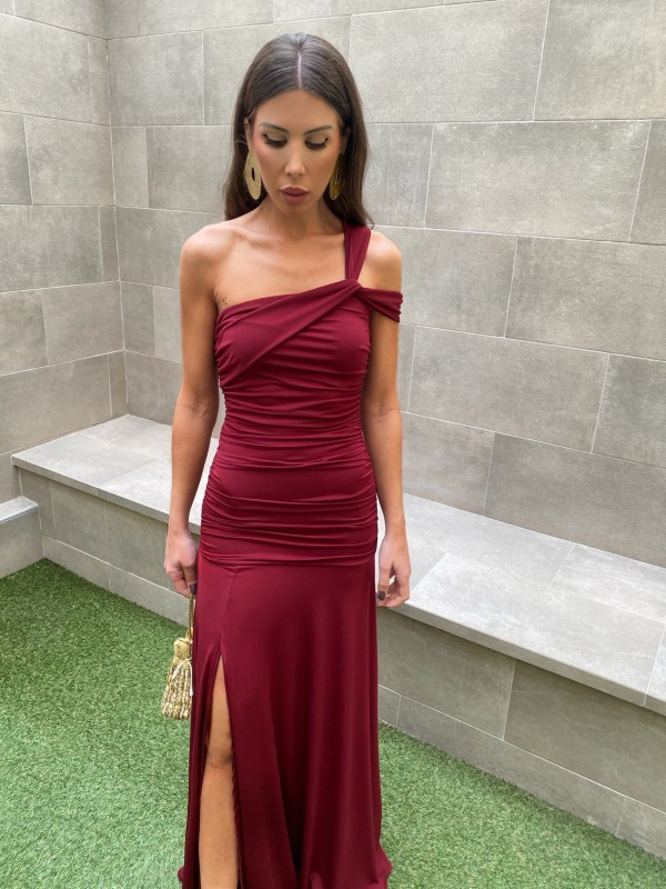 Vestido Rubiño Liso Burdeos