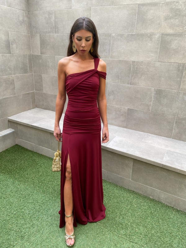 Vestido liso Rubiño Bordeaux