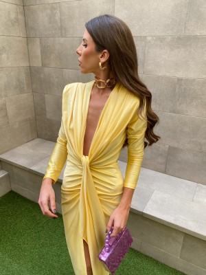 Coliza Long Sleeve Yellow Dress