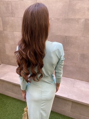 Vestido Coliza Manga Larga Aguamarina