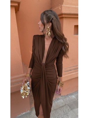 Coliza - Robe à manches longues - Marron