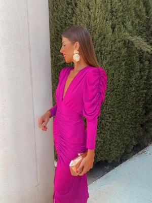 Vestido Caravaggio Liso Fúcsia