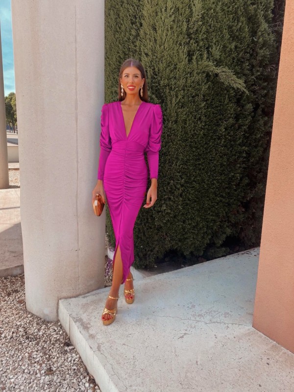 Vestido Caravaggio Liso Fúcsia