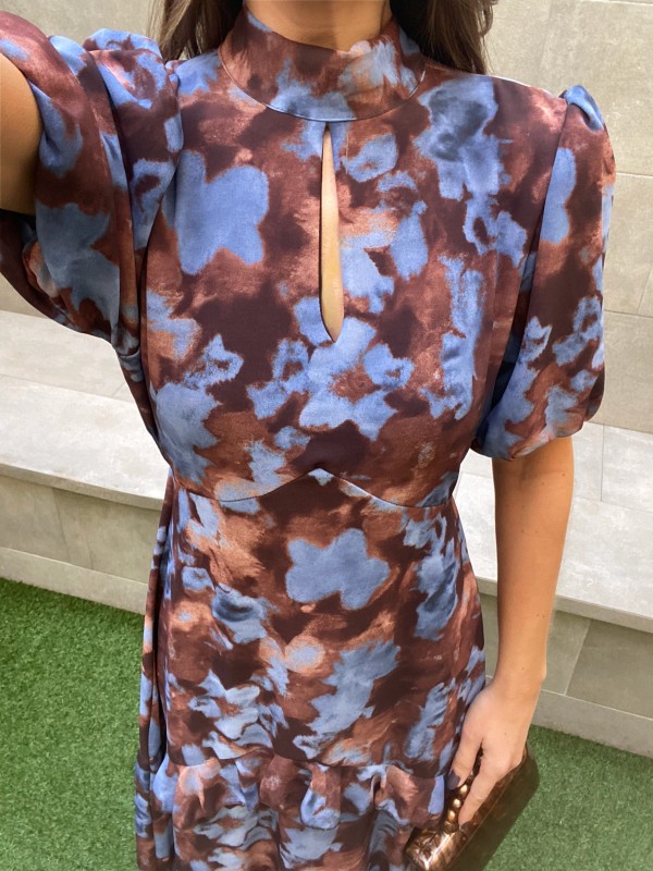 Vestido Santapola castanho/azul