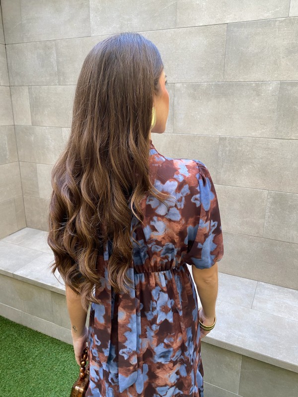 Vestido Santapola castanho/azul