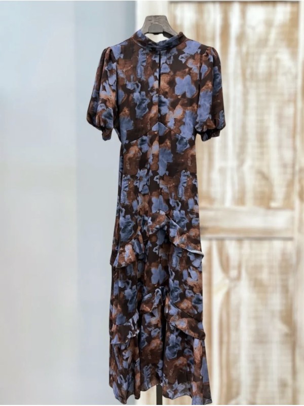 Vestido Santapola castanho/azul