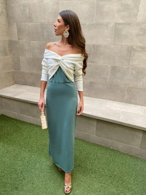 Vestido Santa Cruz bicolor azul-turquesa