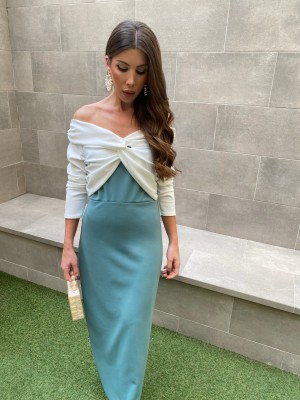 Vestido Santa Cruz bicolor azul-turquesa