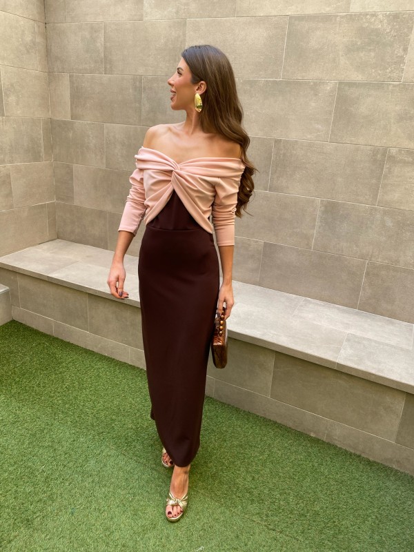 Vestido Santa Cruz Bicolor Marrón