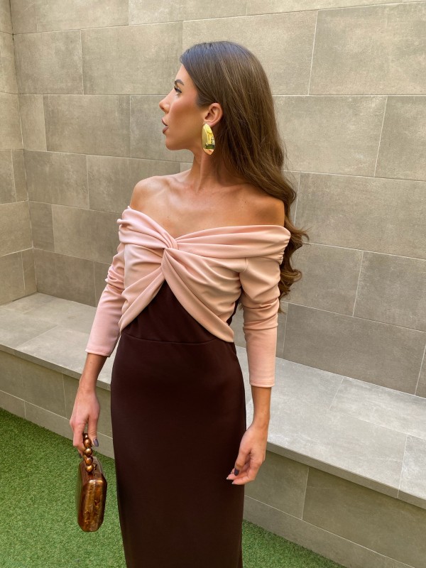 Vestido Santa Cruz Bicolor Marrón