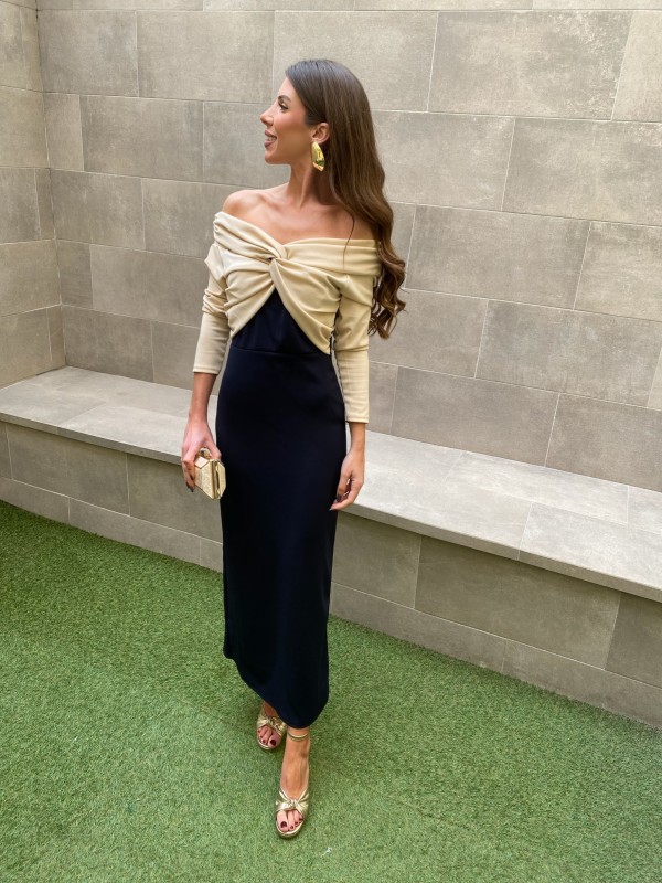 Vestido Santa Cruz Bicolor Azul Marino