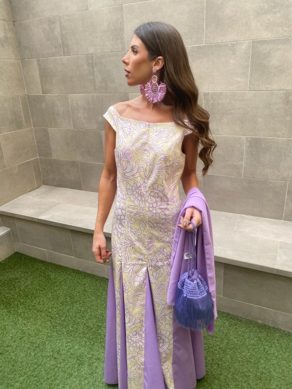 Robe jaune/lilas de Santorin