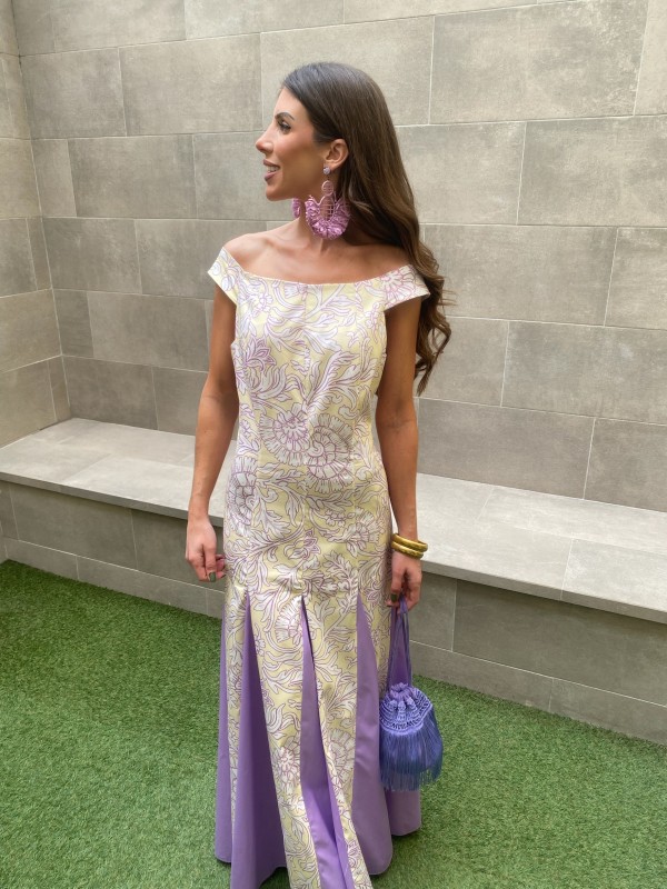 Robe jaune/lilas de Santorin