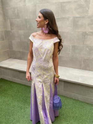 Robe jaune/lilas de Santorin