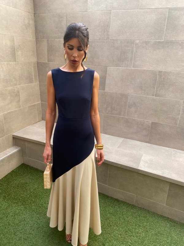 Robe sans manches Longoria bleu/crème