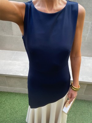 Robe sans manches Longoria bleu/crème