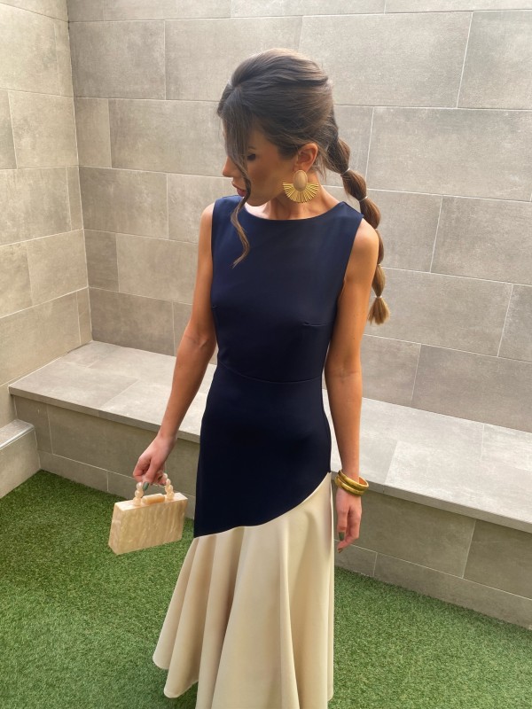 Longoria Sleeveless Dress Blue/Cream