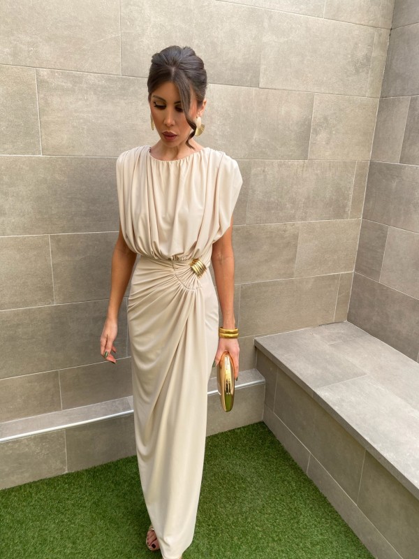 Almodóvar sleeveless beige dress