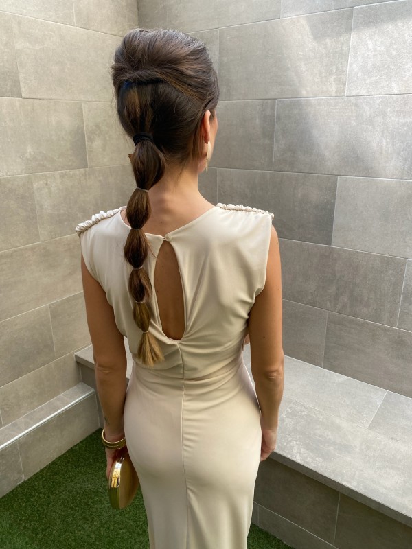 Robe beige sans manches Almodóvar