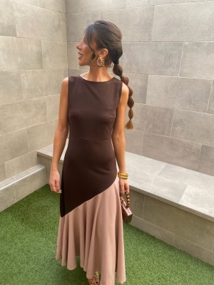 Robe sans manches Longoria marron/rose