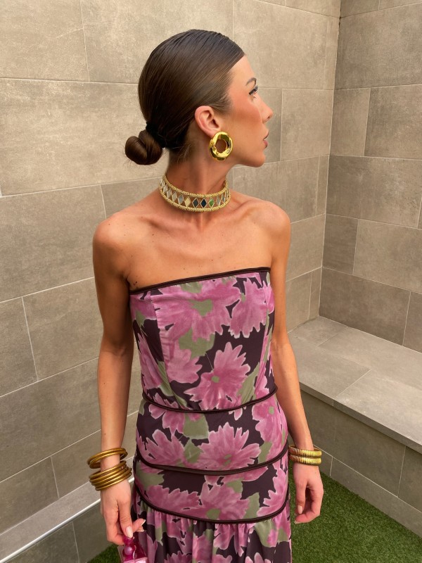 Vestido Nahua Rosa/Marrom