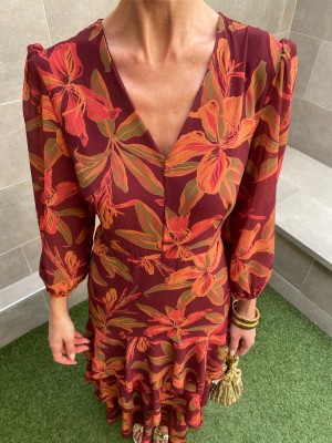 Vestido Bazán cor berinjela