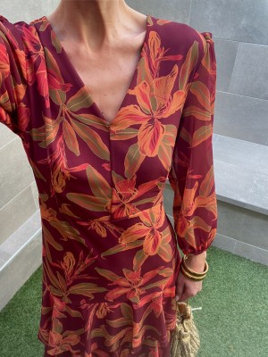 Vestido Bazán cor berinjela