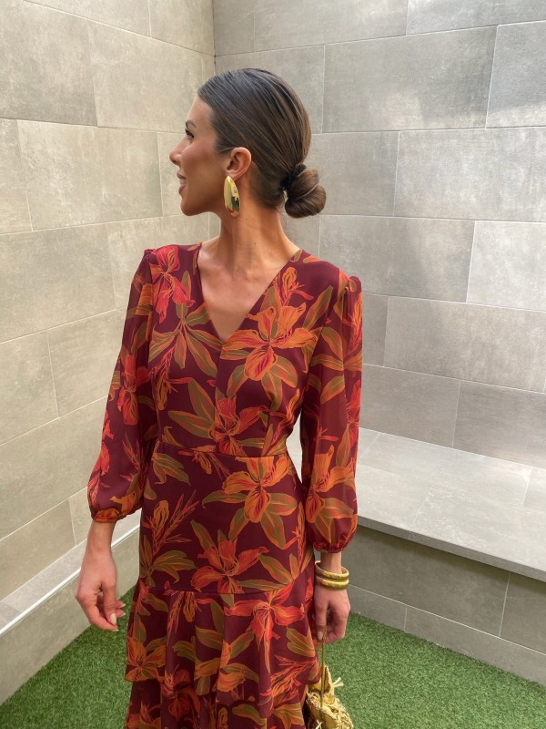 Vestido Bazán cor berinjela