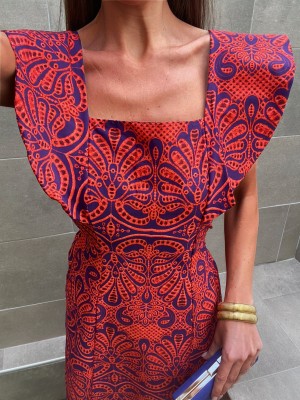 Vestido Mogger Azul/Vermelho