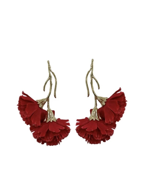 Boucles d'oreilles œillet rouge