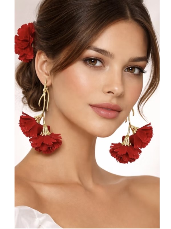 Boucles d'oreilles œillet rouge