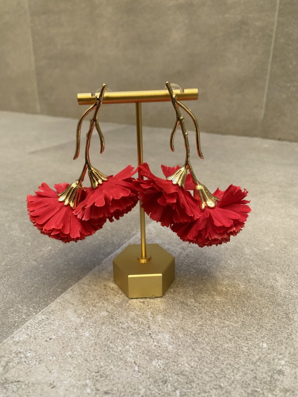 Red Carnation Earrings