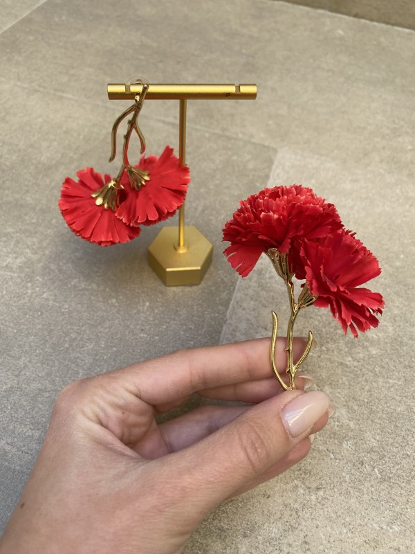 Red Carnation Earrings