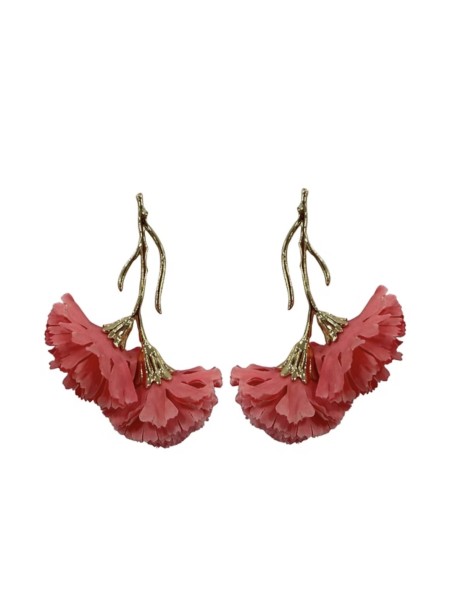 Boucles d'oreilles œillet corail