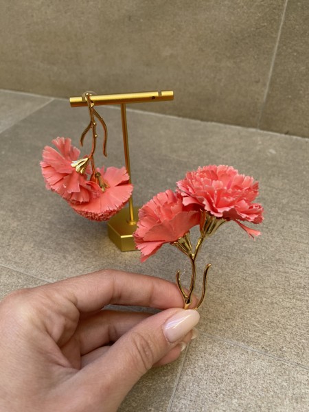 Coral Carnation Earrings 2