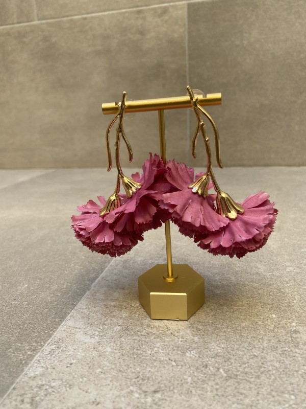 Boucles d'oreilles œillet rose