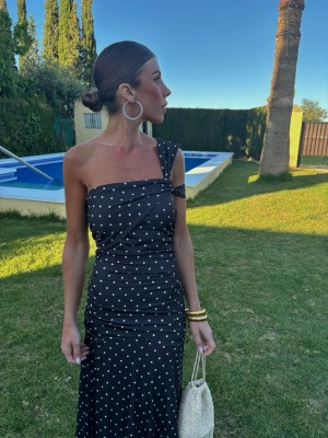 Vestido Rubiño Negro con Lunares