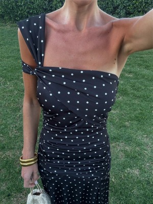 Vestido Rubiño Negro con Lunares