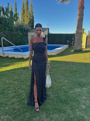 Vestido Rubiño Negro con Lunares