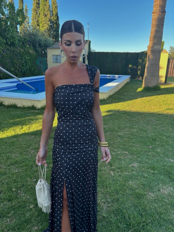 Vestido Rubiño Negro con Lunares