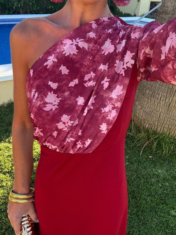 Vestido Verdejo Rojizo
