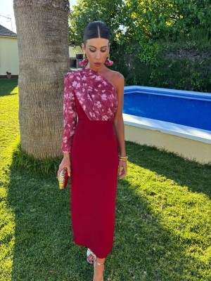Vestido Verdejo Rojizo